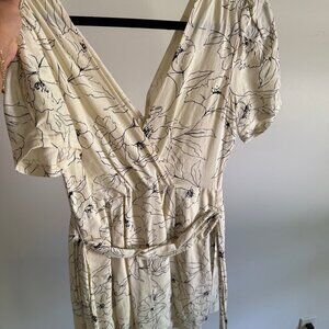 Lush Floral Linen Romper - Size S